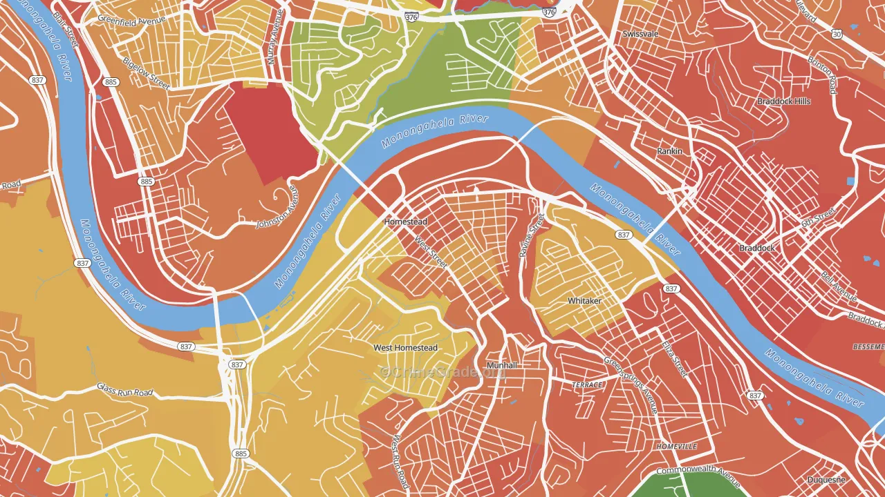 Homestead Park, Homestead, PA Map of Vandalism Rates