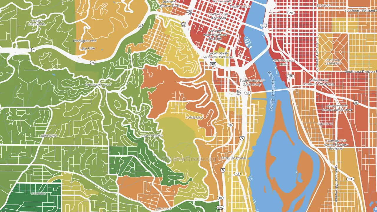 Homestead, Portland, OR Map of Vandalism Rates