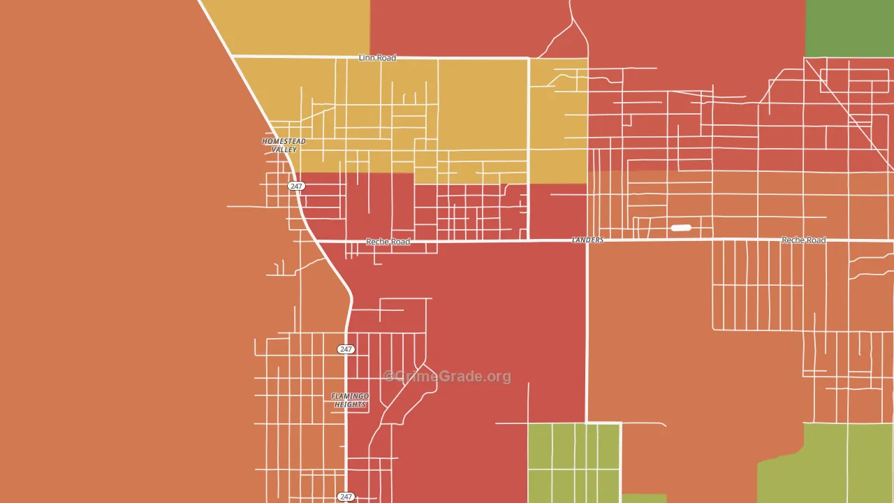 Homestead Valley, CA Map of Vandalism Rates