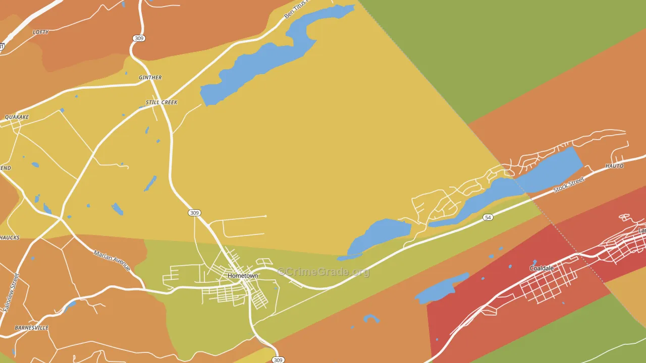 Hometown, PA Map of Vandalism Rates
