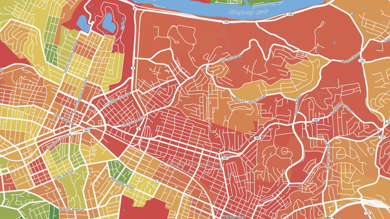 Homewood North, Pittsburgh, PA Map of Vandalism Rates