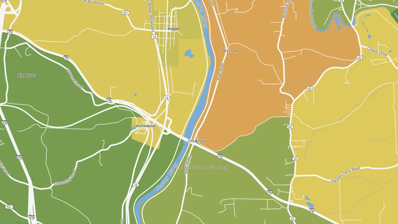 Homewood, PA Map of Vandalism Rates