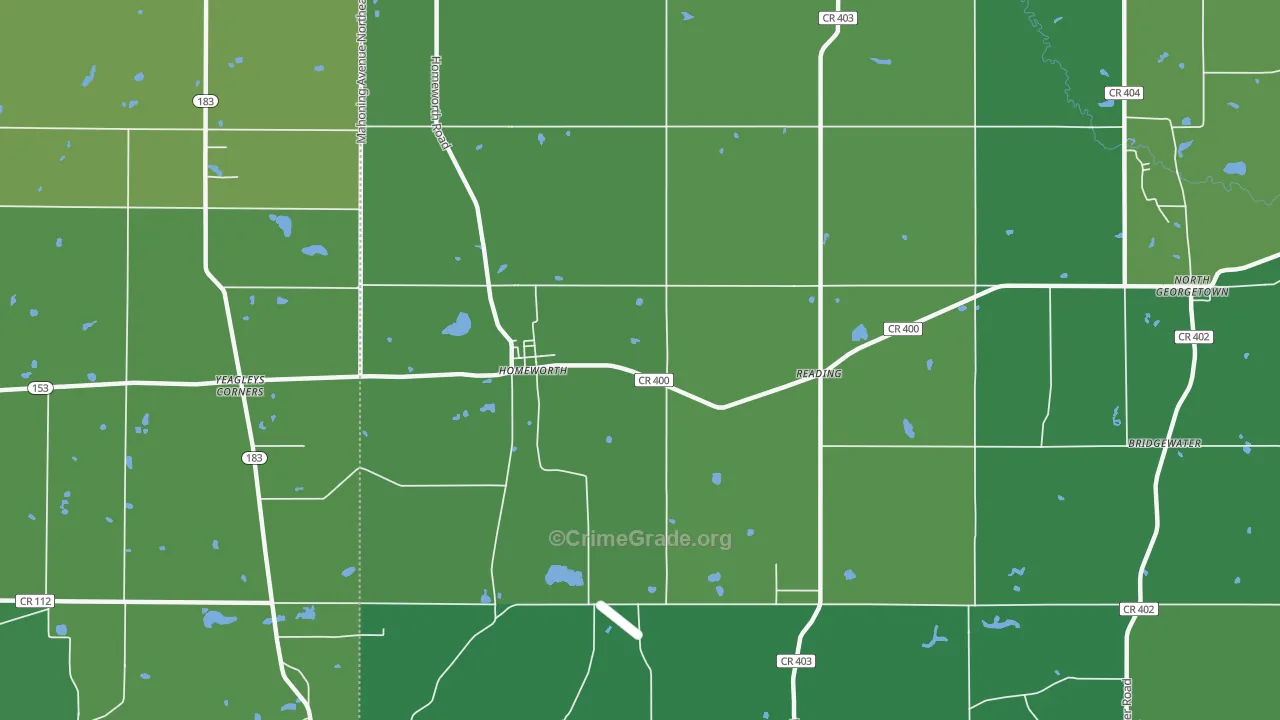Homeworth, OH Map of Vandalism Rates