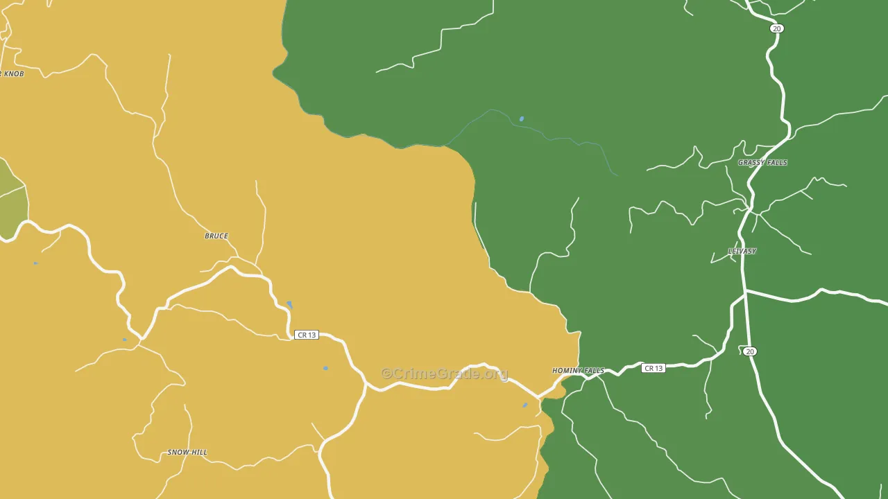 Hominy Falls, WV Map of Vandalism Rates