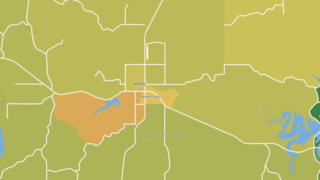 Hominy, OK Map of Vandalism Rates
