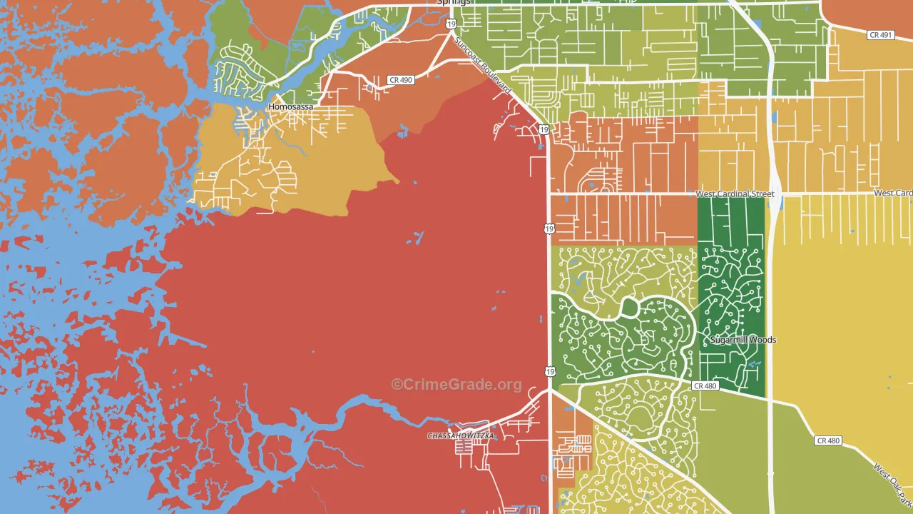 Homosassa, FL Map of Vandalism Rates