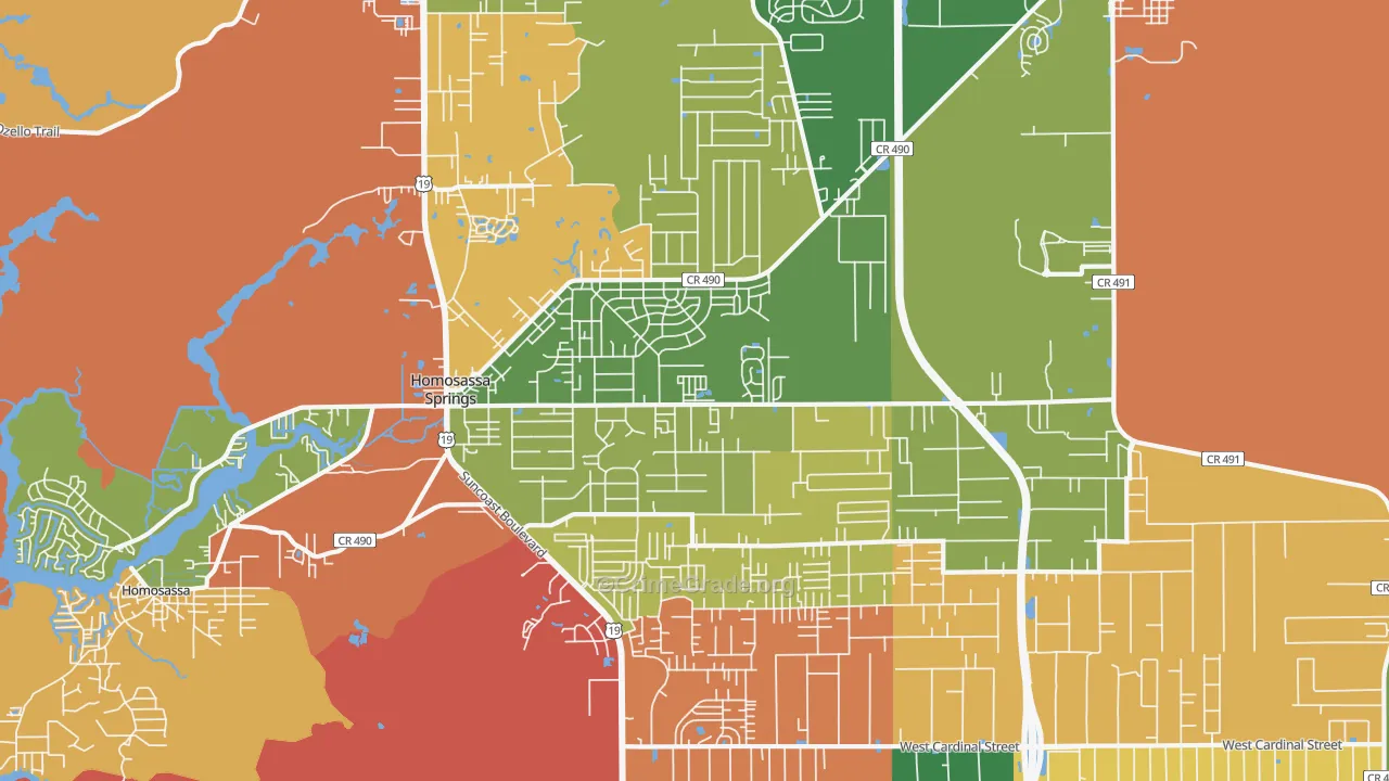 Homosassa Springs, FL Map of Vandalism Rates