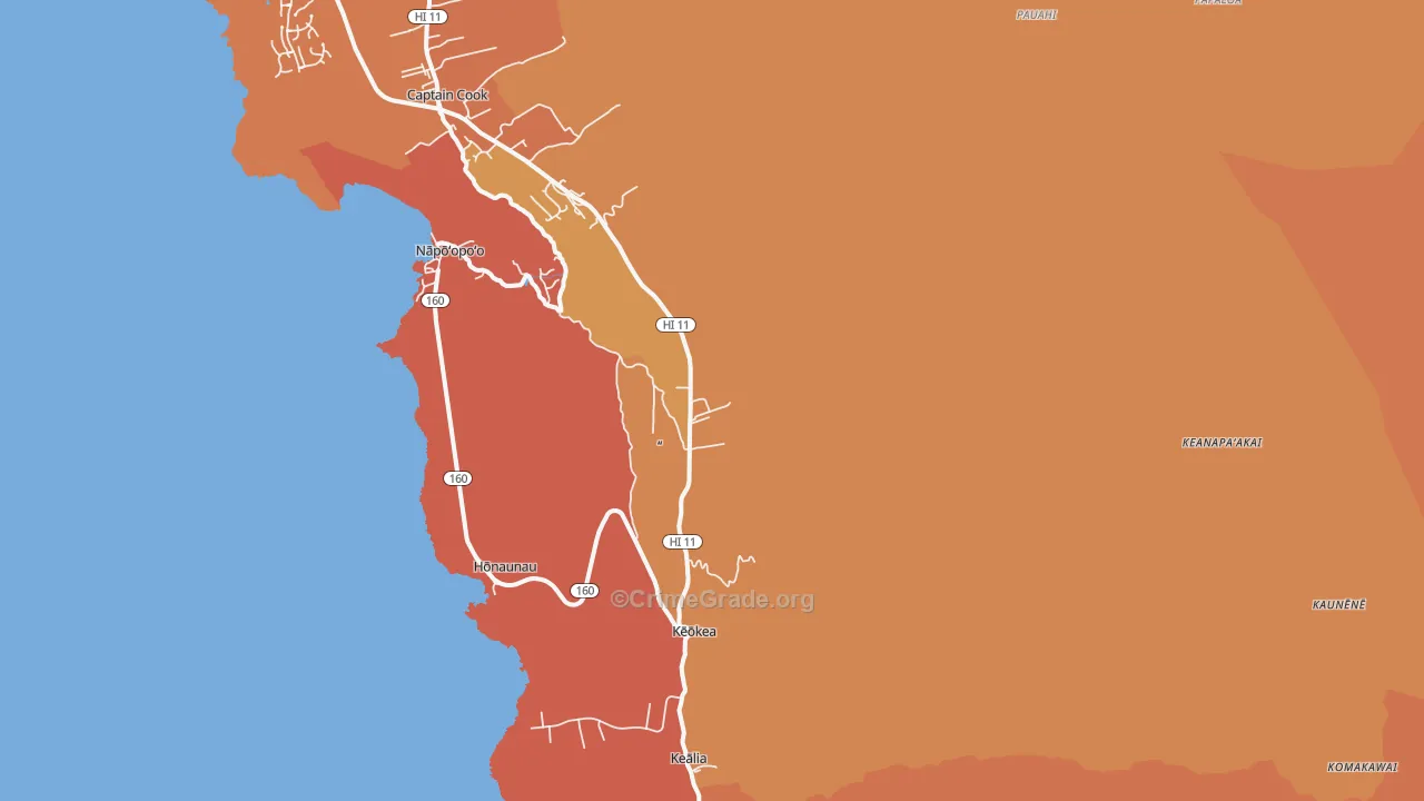 Honaunau-Napoopoo, HI Map of Vandalism Rates