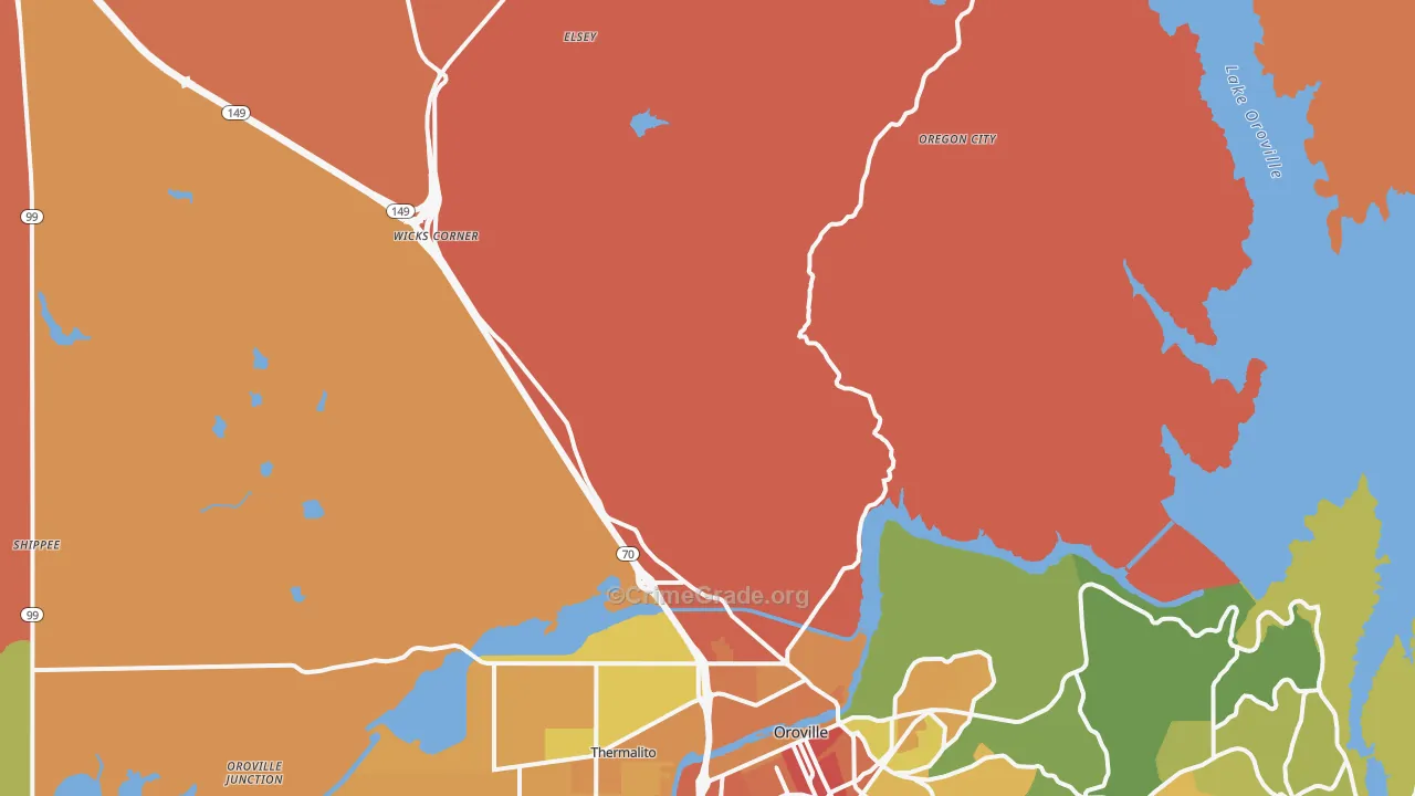 Honcut, CA Map of Vandalism Rates