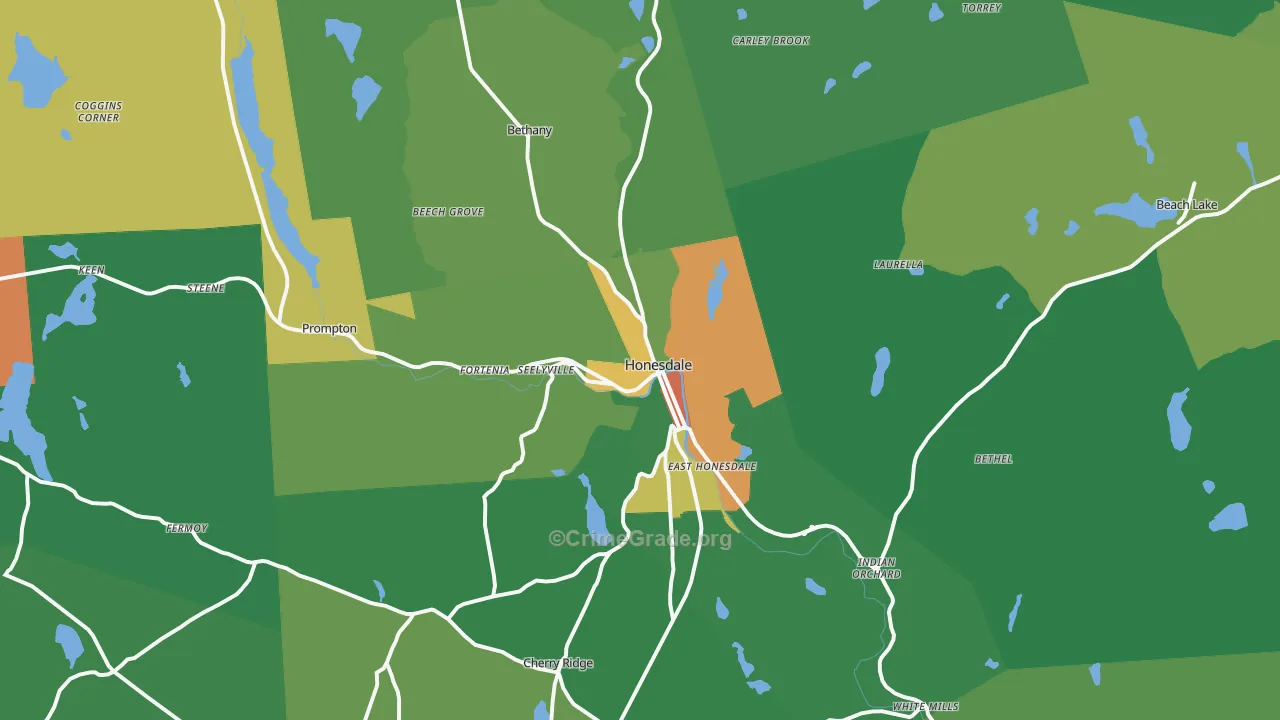 Honesdale, PA Map of Vandalism Rates