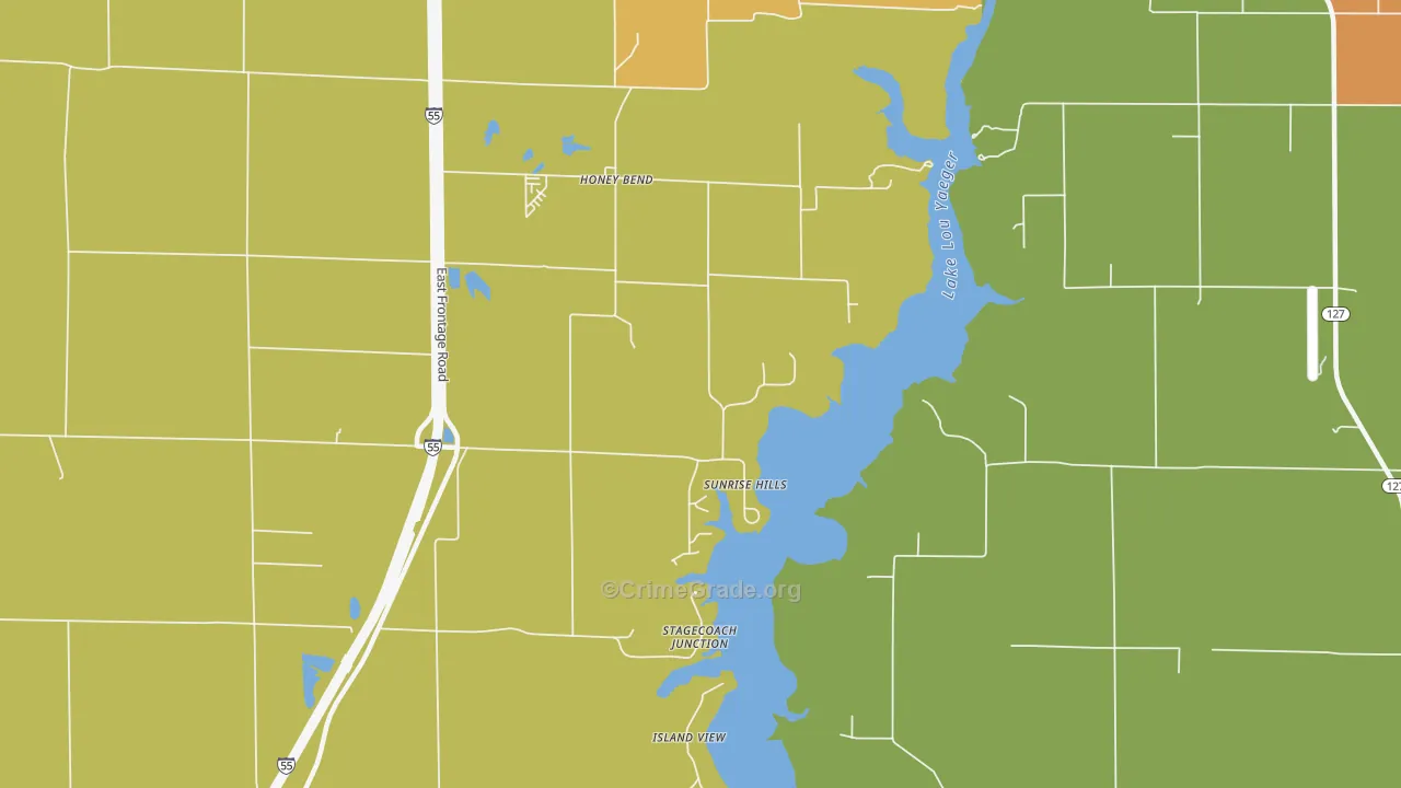 Honey Bend, IL Map of Vandalism Rates