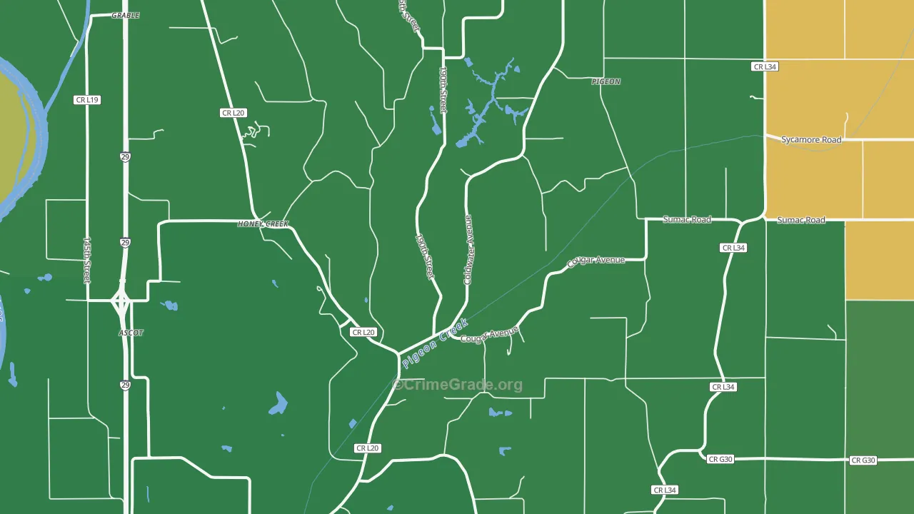 Honey Creek, IA Map of Vandalism Rates