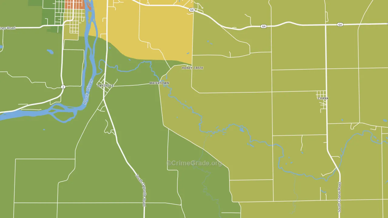 Honey Creek, IL Map of Vandalism Rates