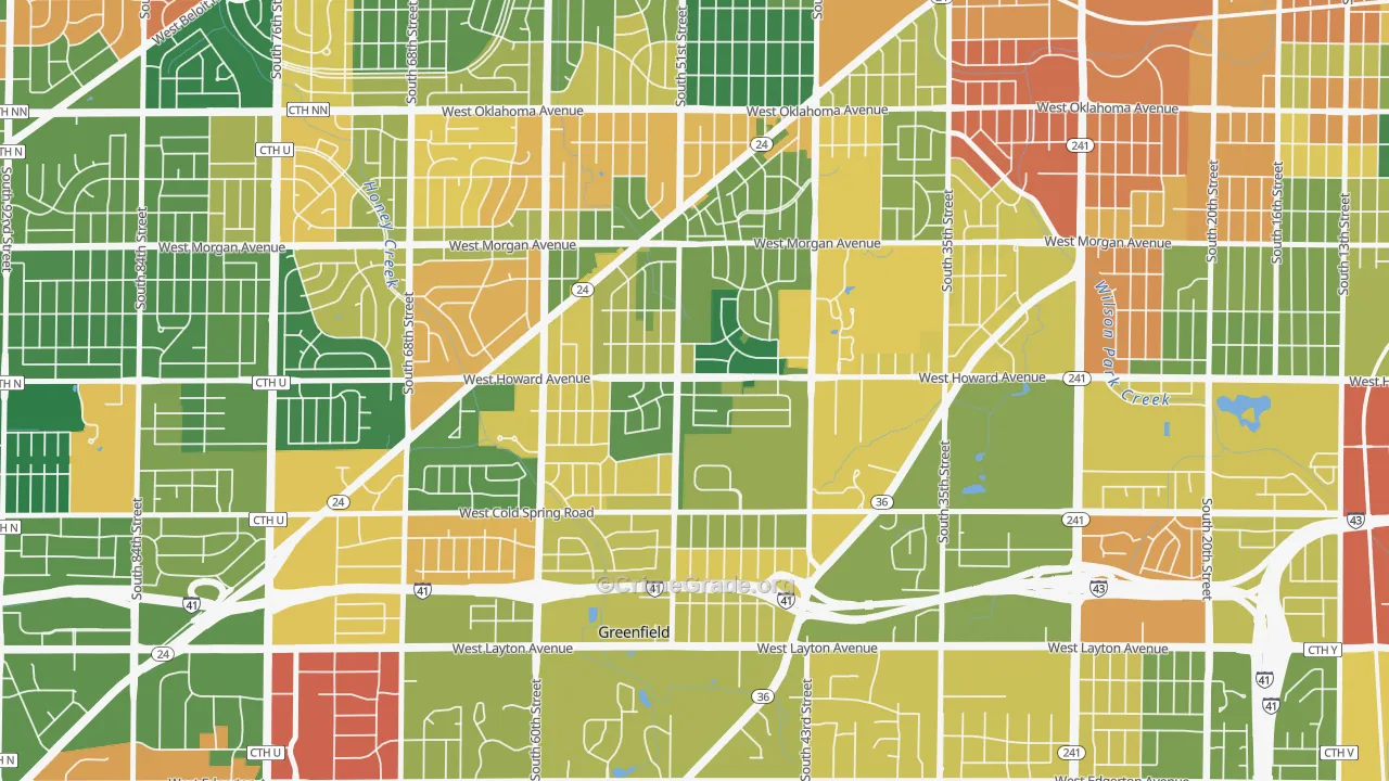 Honey Creek Manor, Milwaukee, WI Map of Vandalism Rates