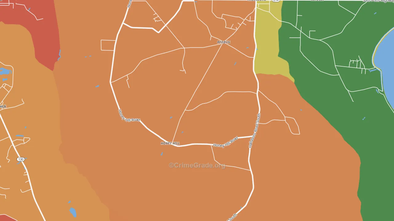 Honey Hill, NC Map of Vandalism Rates