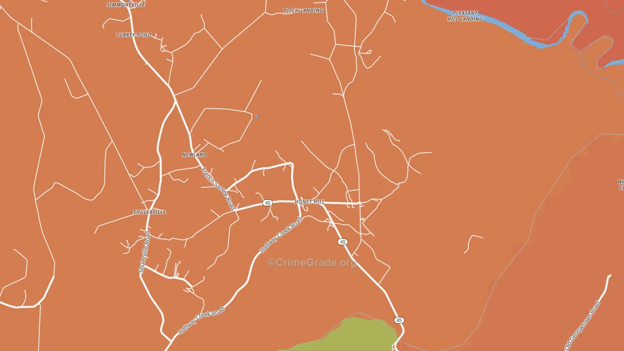 Honey Hill, SC Map of Vandalism Rates