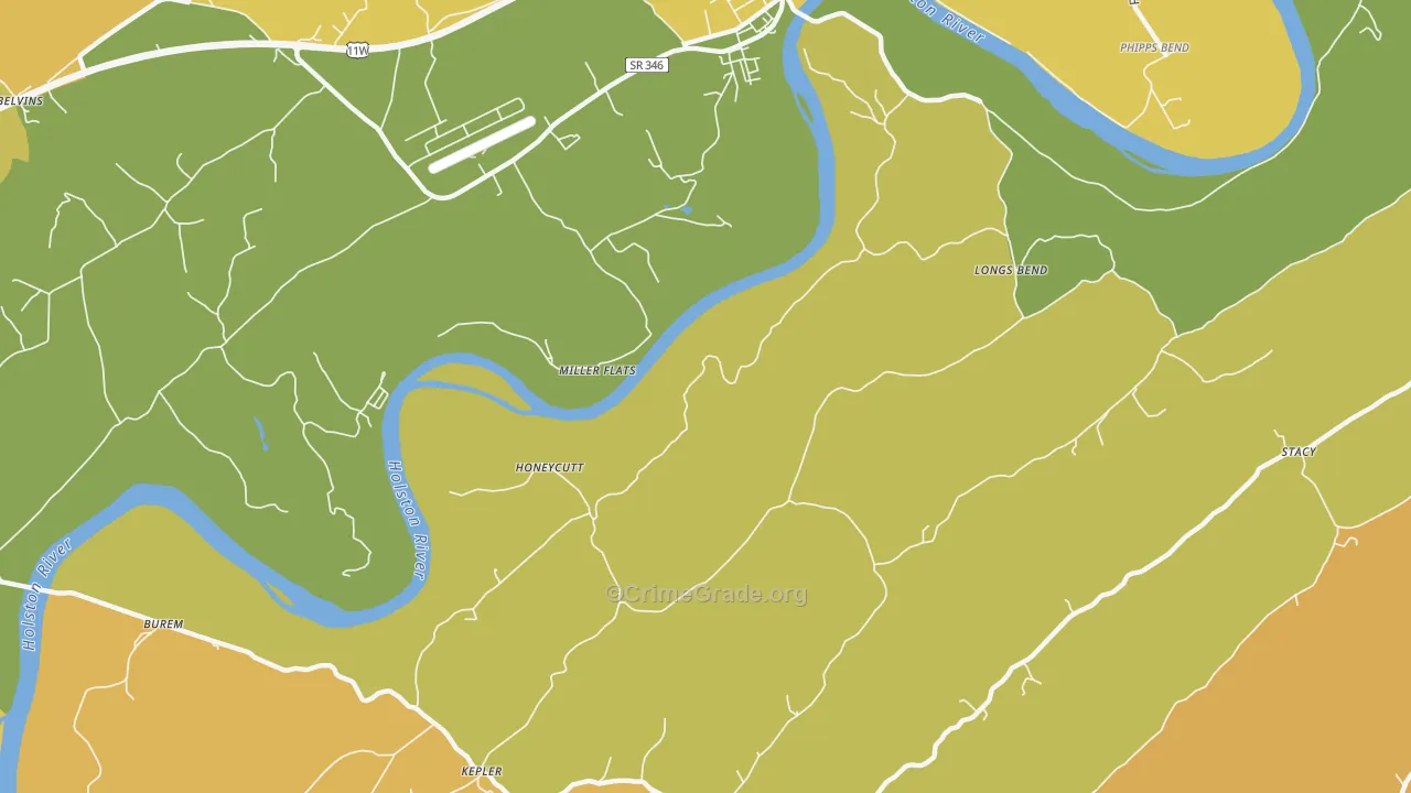 Honeycutt, TN Map of Vandalism Rates