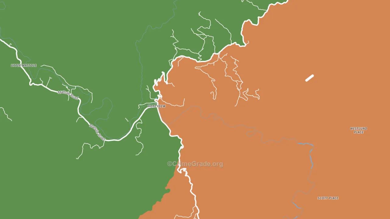 Honeydew, CA Map of Vandalism Rates