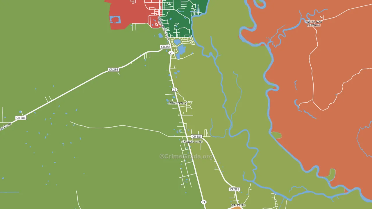 Honeyville, FL Map of Vandalism Rates