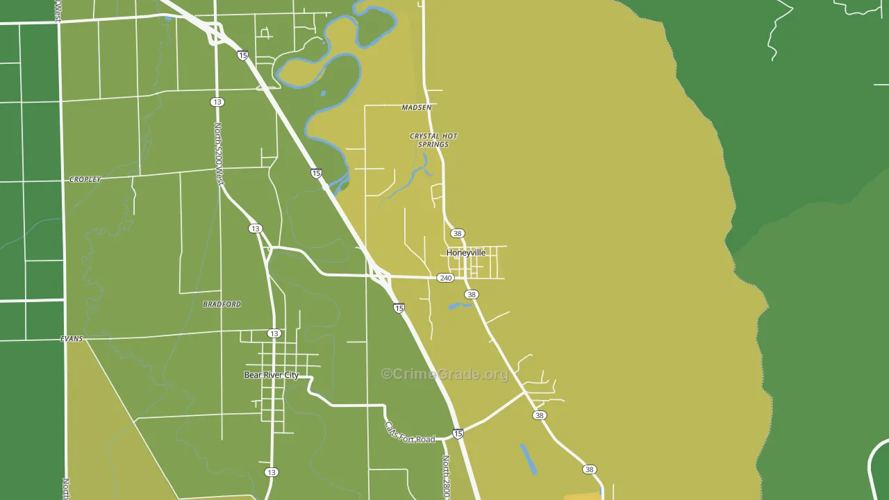 Honeyville, UT Map of Vandalism Rates