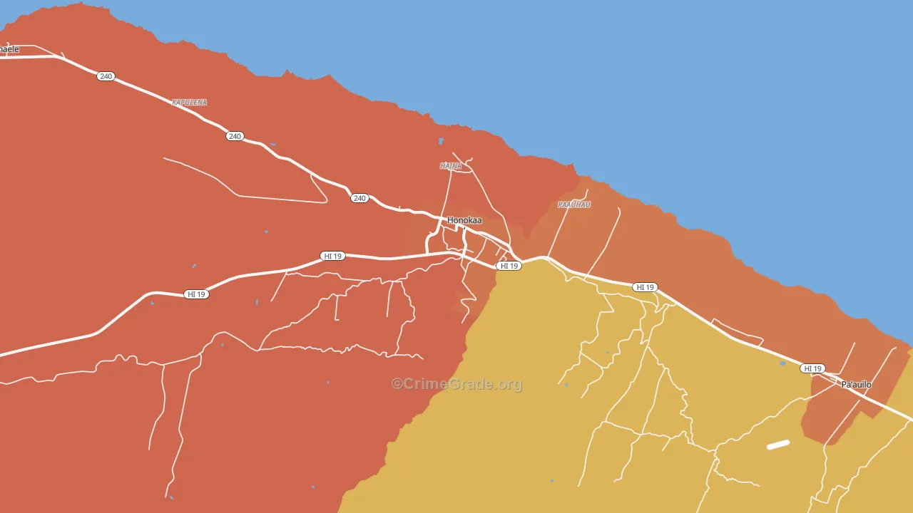 Honokaa, HI Map of Vandalism Rates