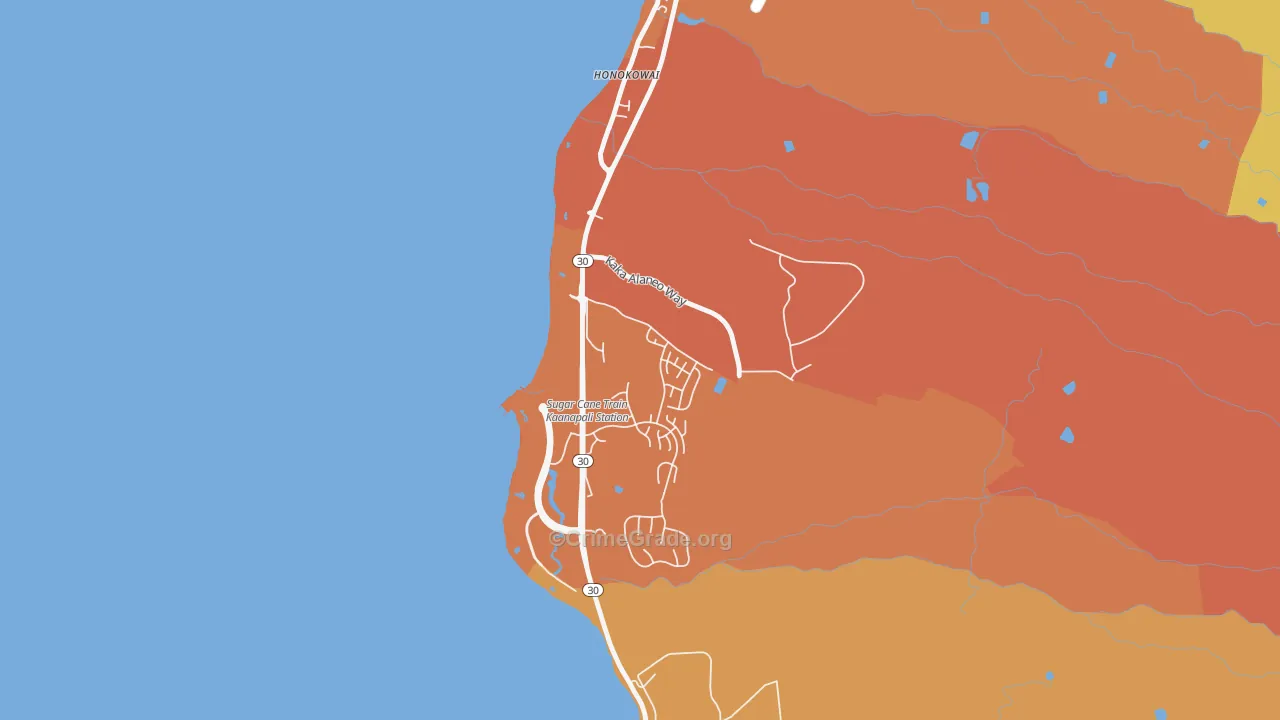 Honokowai, HI Map of Vandalism Rates