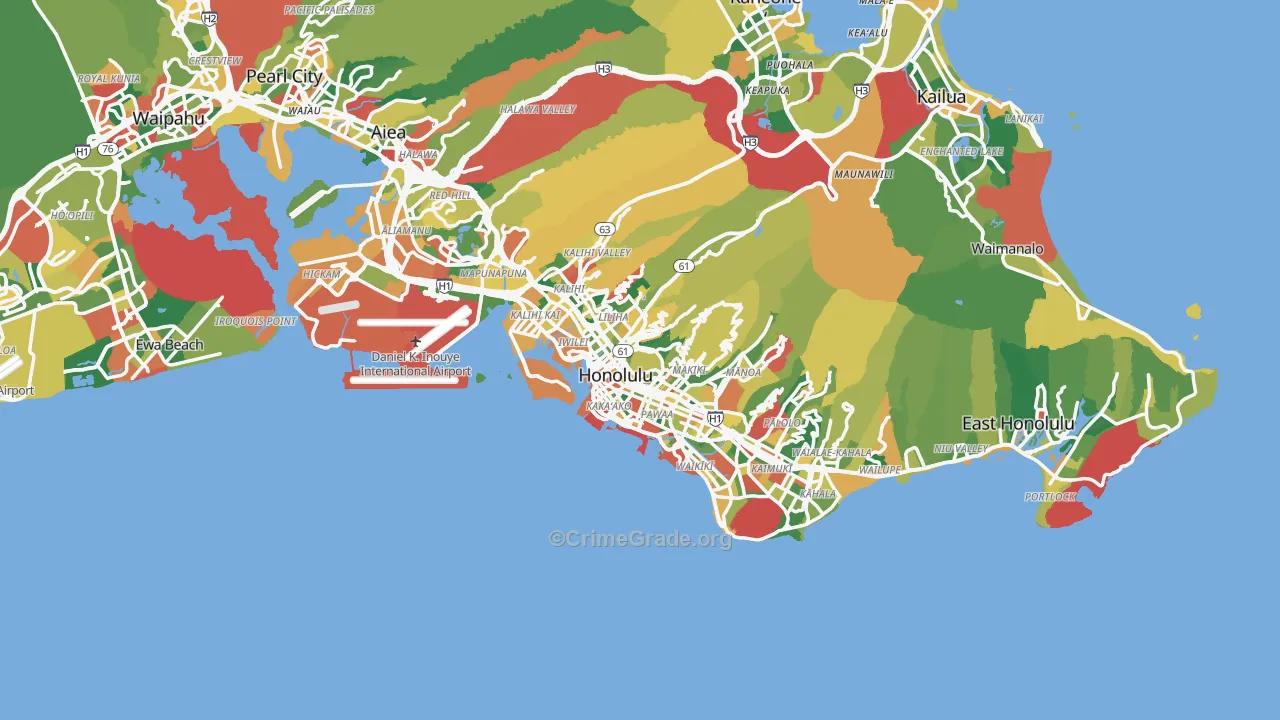 Honolulu, HI Map of Vandalism Rates