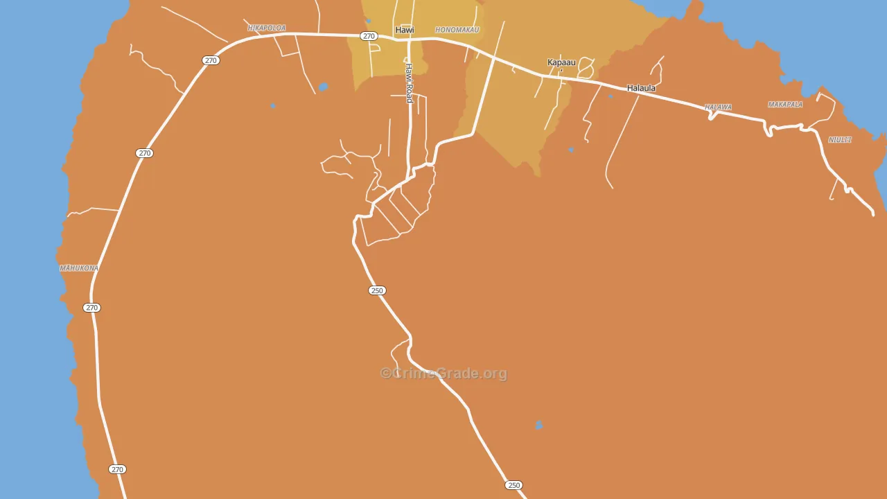 Honomakau, HI Map of Vandalism Rates