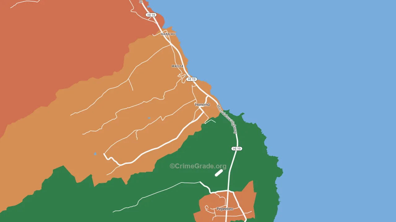 Honomu, HI Map of Vandalism Rates