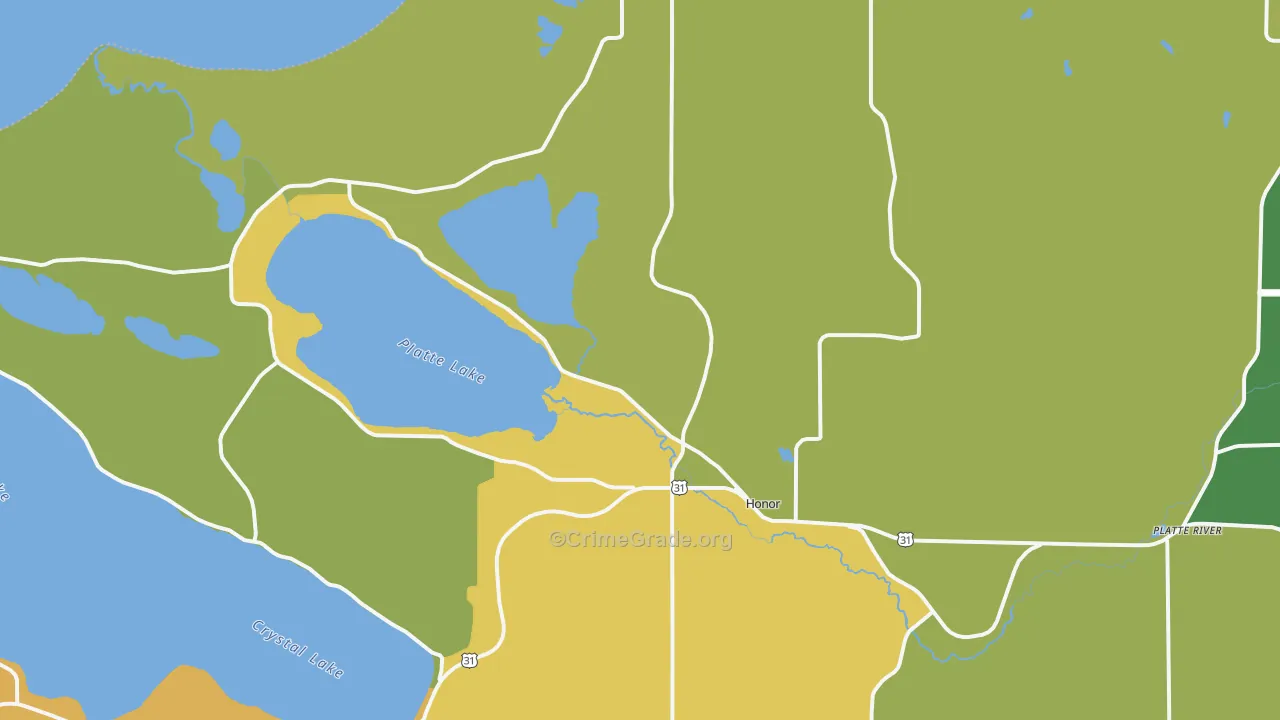 Honor, MI Map of Vandalism Rates