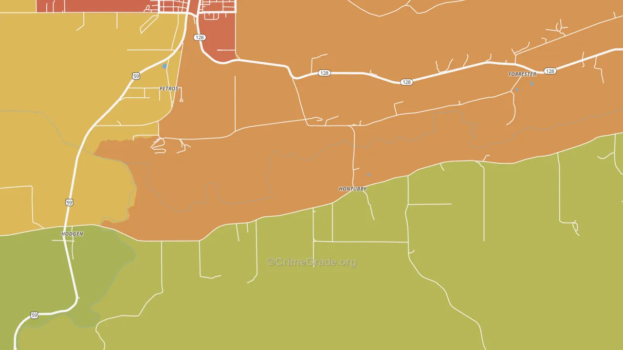 Hontubby, OK Map of Vandalism Rates