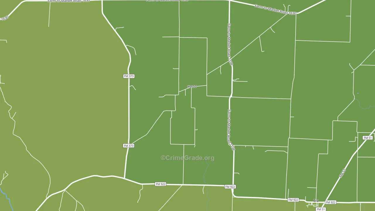 Hood, TX Map of Vandalism Rates