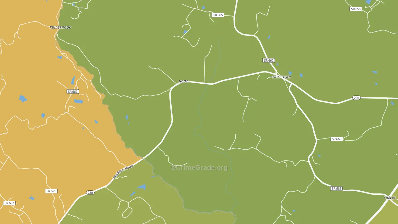 Hood, VA Map of Vandalism Rates