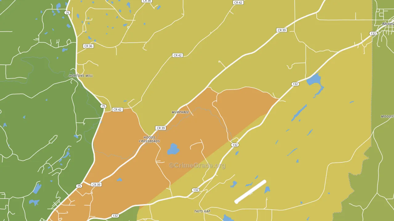 Hoods Crossroads, AL Map of Vandalism Rates