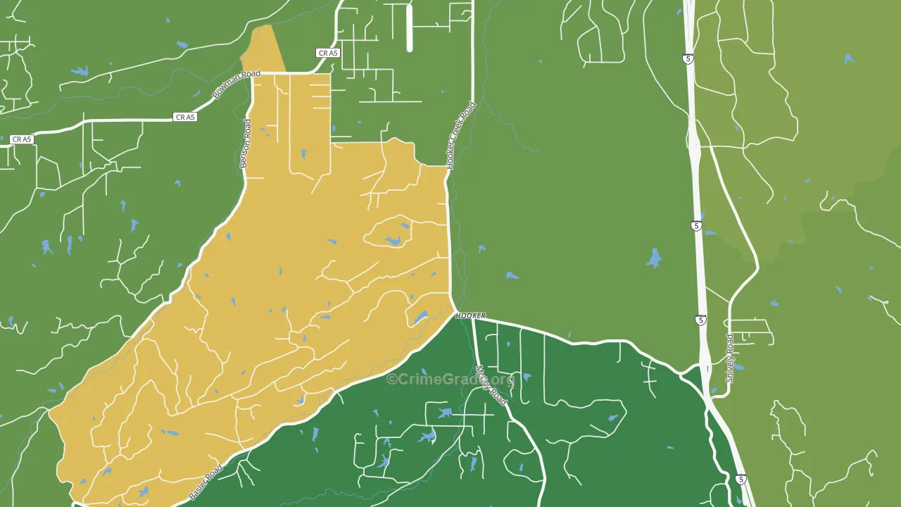 Hooker, CA Map of Vandalism Rates