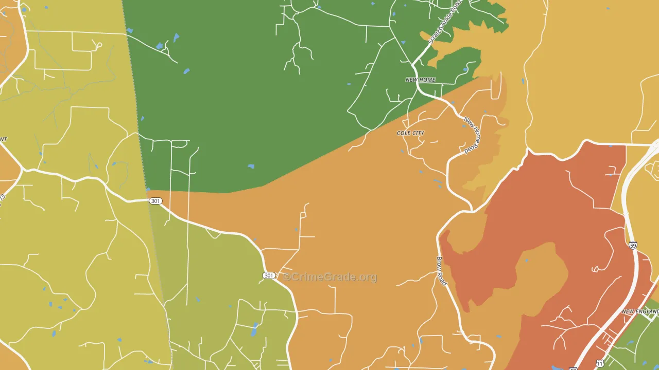Hooker, GA Map of Vandalism Rates