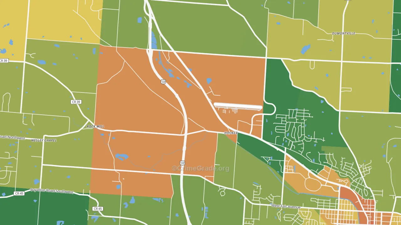 Hooker, OH Map of Vandalism Rates