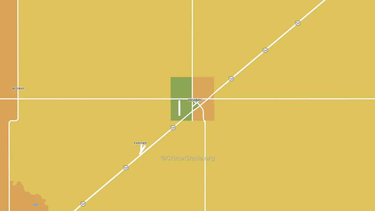 Hooker, OK Map of Vandalism Rates