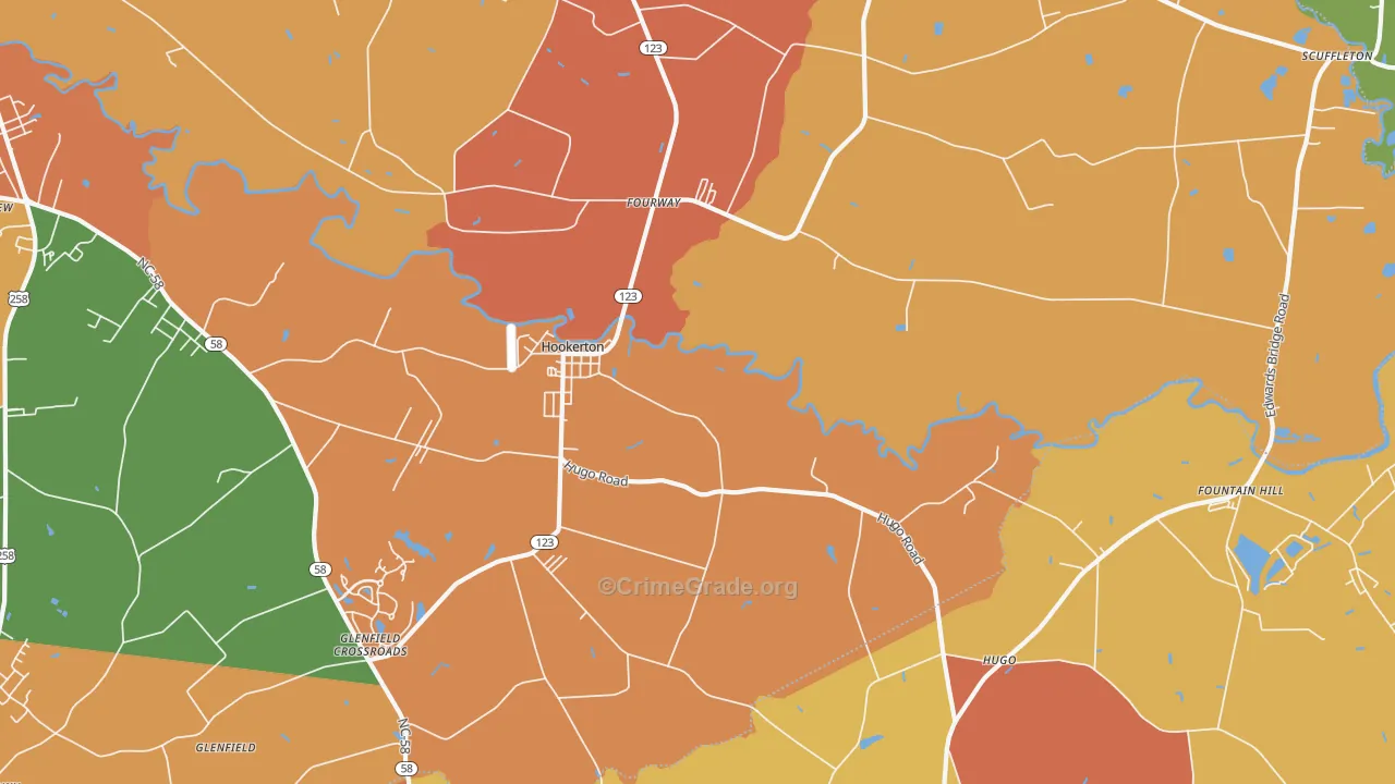 Hookerton, NC Map of Vandalism Rates