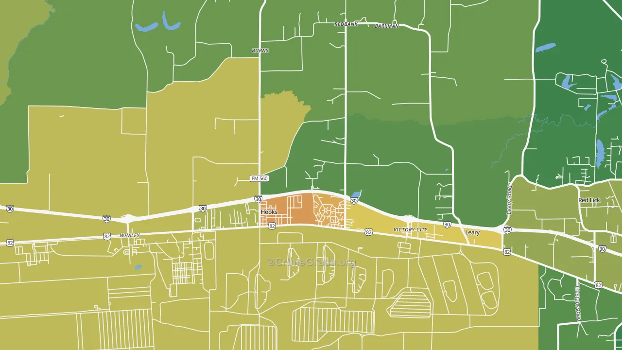 Hooks, TX Map of Vandalism Rates
