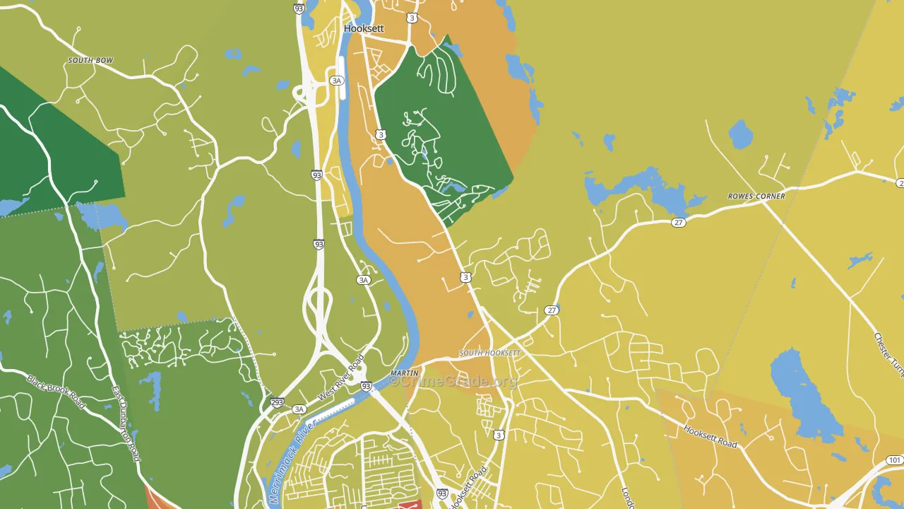 Hooksett, NH Map of Vandalism Rates