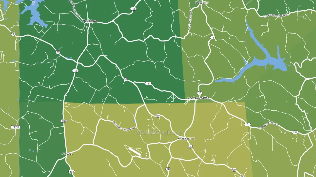 Hookstown, PA Map of Vandalism Rates
