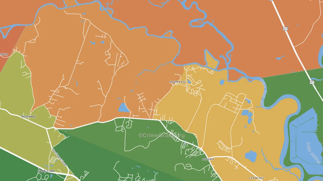 Hooper Hill, NC Map of Vandalism Rates