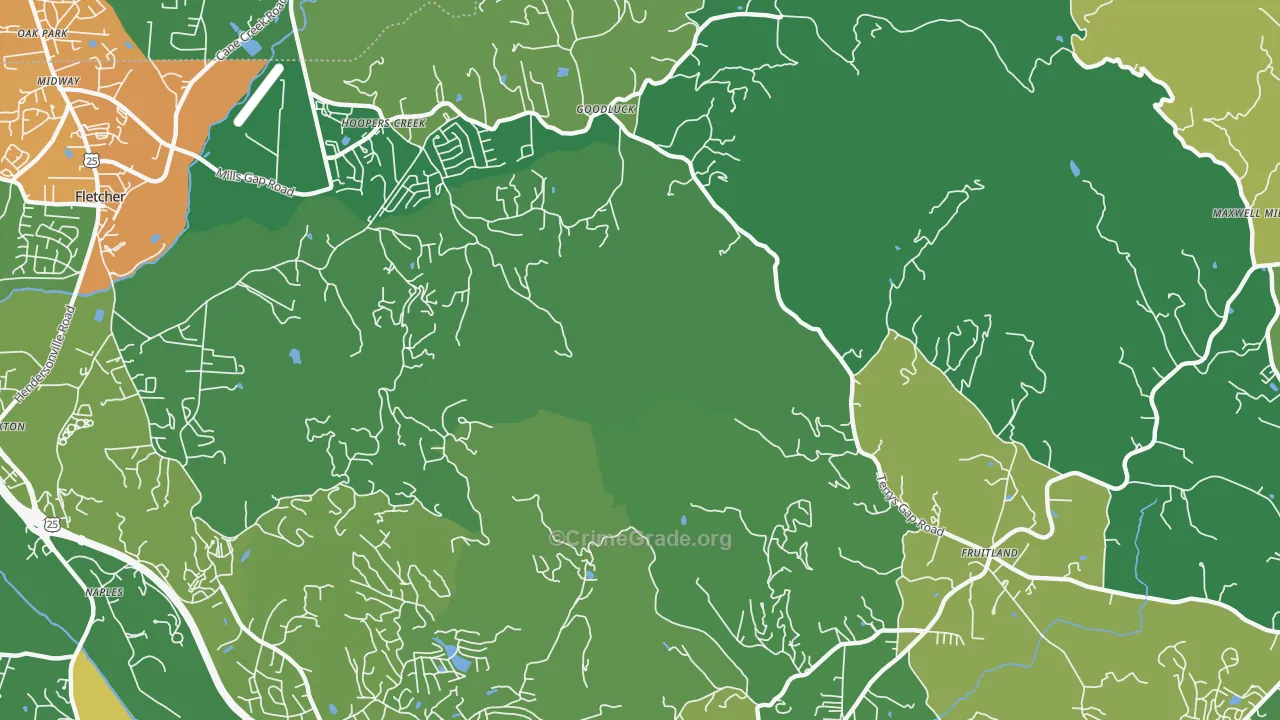 Hoopers Creek, NC Map of Vandalism Rates