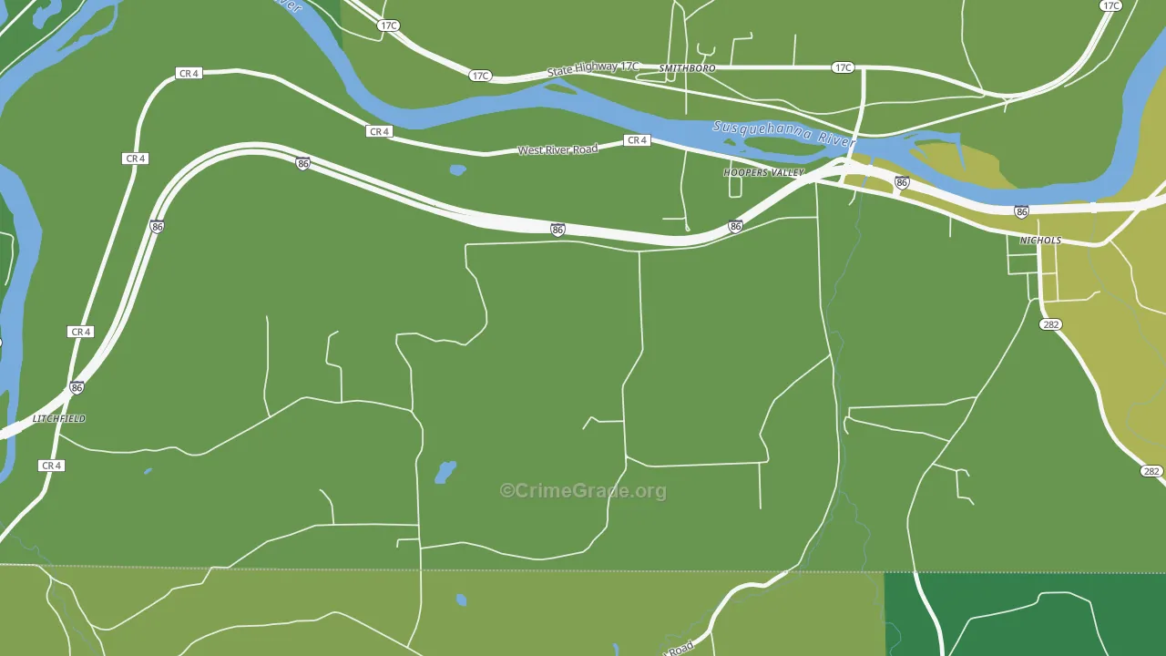 Hoopers Valley, NY Map of Vandalism Rates