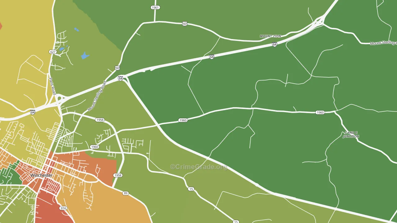 Hootentown, KY Map of Vandalism Rates