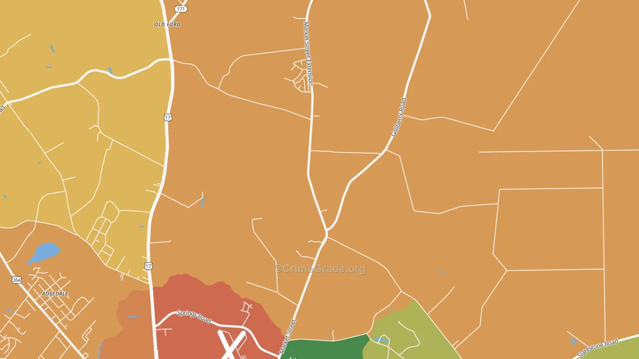 Hootentown, NC Map of Vandalism Rates