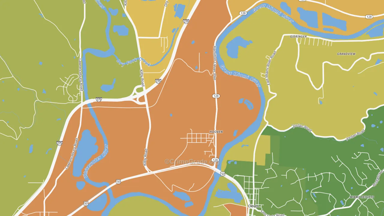 Hooven, OH Map of Vandalism Rates