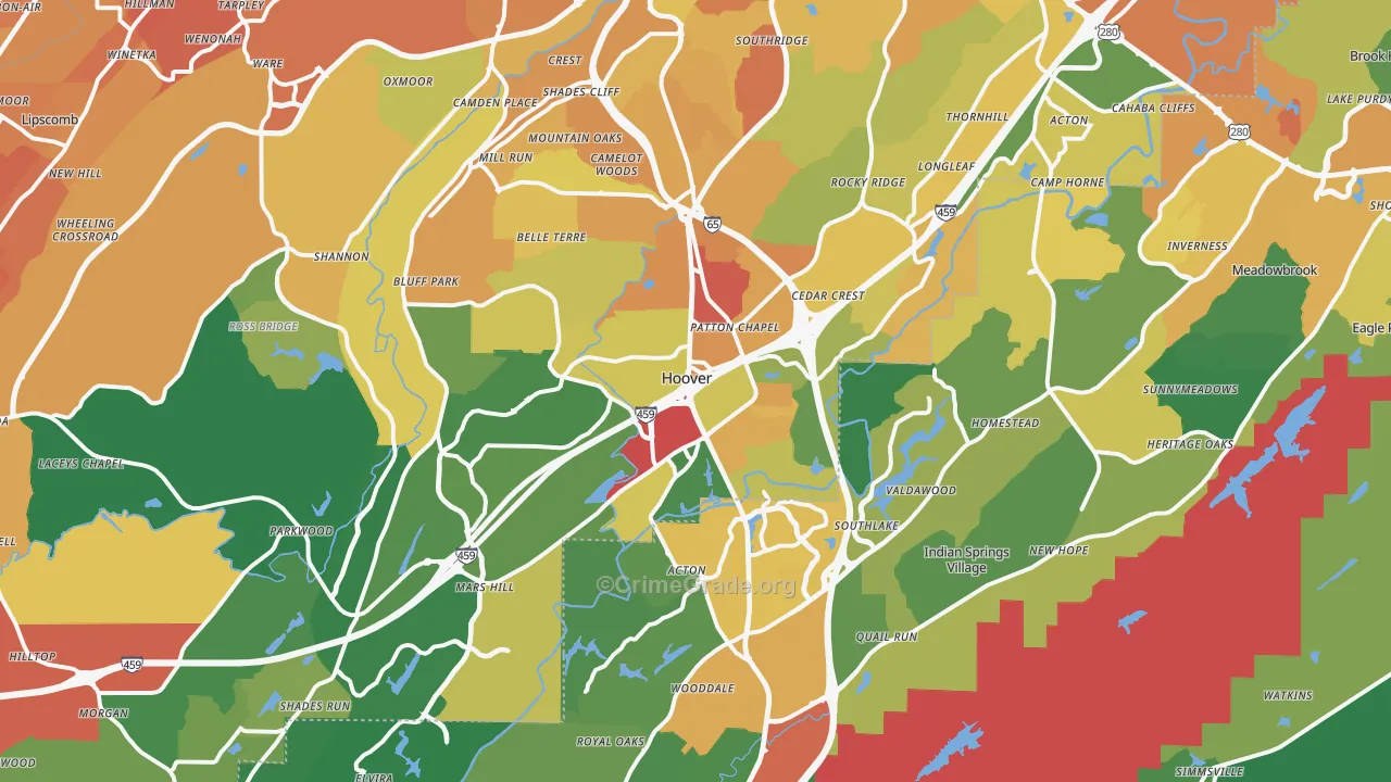 Hoover, AL Map of Vandalism Rates
