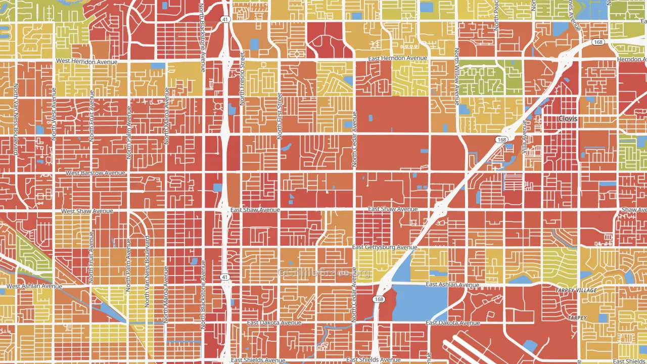 Hoover, Fresno, CA Map of Vandalism Rates